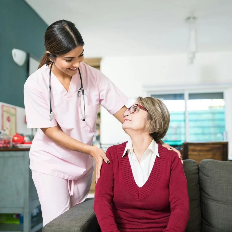 lady with a nurse at home
