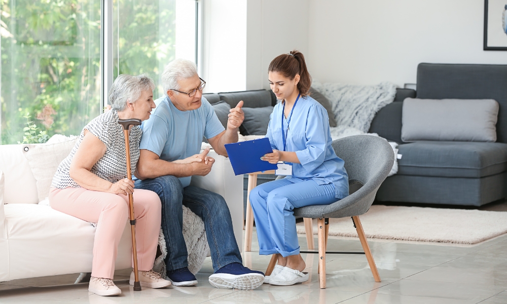 Skilled nurse providing compassionate healthcare support to patient at home